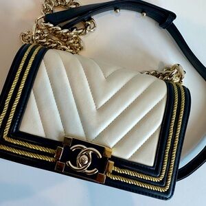 Chanel Navy and White Boy Bag